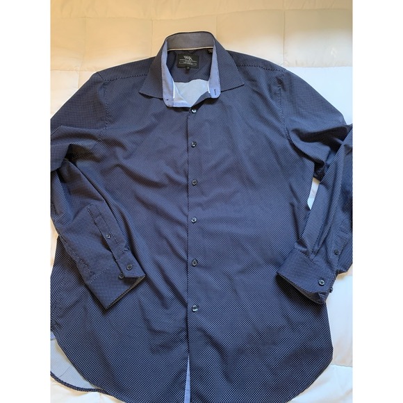 Work Rest Karma Other - WRK Work Rest Karma Button Down 4 Way Stretch, Men's Sz 17 Blue Polka Dot